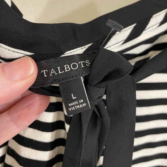 Talbots black and white striped shirt size large - Picture 4 of 4